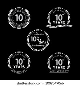 10 Years Anniversary Celebration Label with Laurel Wreath Collection