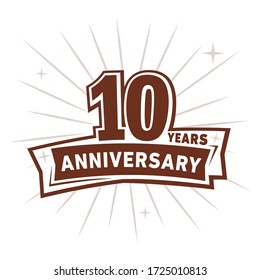 10 years anniversary celebration logo. 10th design template. Vector and illustration.