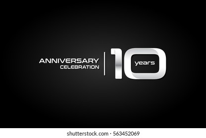 10 Years Anniversary Celebration Logo, White , Isolated on Dark  Background