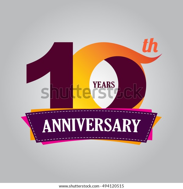 10 Years Anniversary Celebration Logo Design Stock Vector Royalty