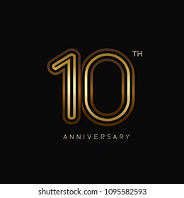 10 years anniversary celebration logotype. anniversary logo with golden and silver color isolated on black background, vector design for celebration, invitation card, and greeting card