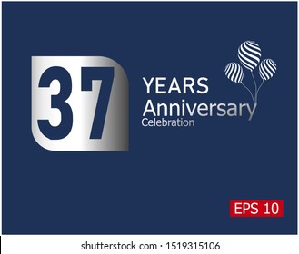 10 years anniversary celebration logotype with silver color isolated on blue background
