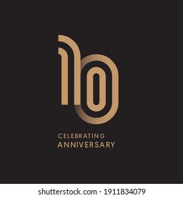 10 years anniversary celebration logotype with modern number gold color for celebration