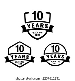 10 years anniversary celebration logotype. 10th anniversary logo collection. Set of anniversary design template. Vector illustration.	