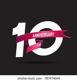 10 years anniversary celebration logotype black background