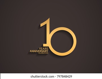 10 years anniversary celebration logotype with elegant gold color for celebration