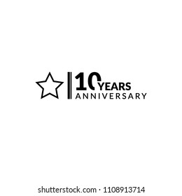 10 Years Anniversary Celebration Simple Logo