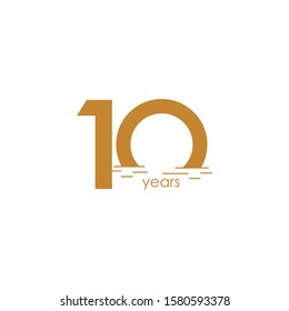 10 Years Anniversary Celebration Sunset Vector Template Design Illustration