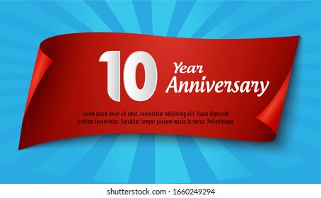 Ilustración de diseño de plantillas vectoriales de celebración de 10 años