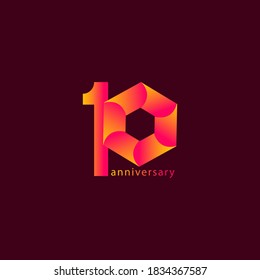 Ilustración de diseño de plantillas de vectores de celebración de 10 años