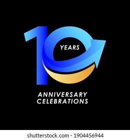 Ilustración de diseño de plantillas de vectores de celebración de 10 años