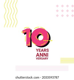 Ilustración de diseño de plantillas de vectores de celebración de 10 años