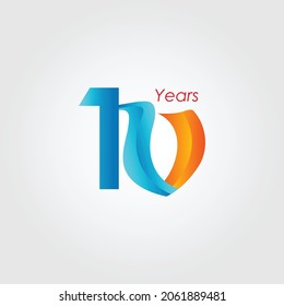 Ilustración de diseño de plantillas de vectores de celebración de 10 años