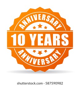 10 years anniversary celebration vector icon on white background