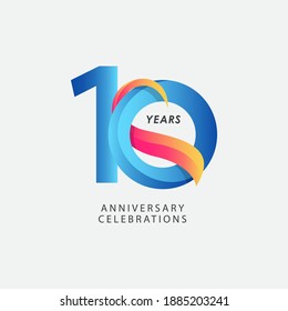 10 Years Anniversary Celebrations Blue Gradient Vector Template Design Illustration