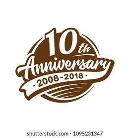 10 years anniversary design template. Vector and illustration. 10th logo.