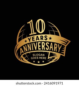 10 years anniversary design template. 10th logo. Vector and illustration.