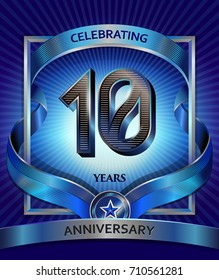 10 years anniversary design template for invitation, advertising, banner, vector design