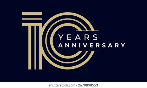10 Jahre Jubiläum, Vektorgrafik. Einzigartige 10 Jahre Logo Design Vorlage. In goldener Farbe
