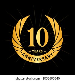 10 years anniversary. Elegant anniversary design. 10 years logo.