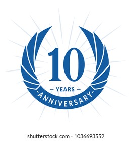 10 years anniversary. Elegant anniversary design. 10 years logo.