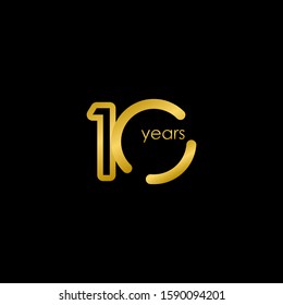 10 Years Anniversary elegant Gold Celebration Vector Template Design Illustration