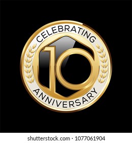 10 Years Anniversary emblem. Anniversary badge.  