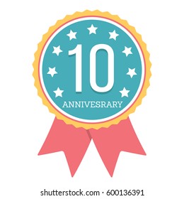 10 Years anniversary emblem, vector eps10 illustration