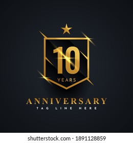  10 Years Anniversary gold illustration template design. Vector Eps 10 