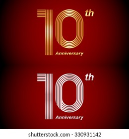 10 years anniversary Gold and Silver Template logo