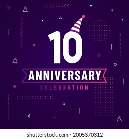10 years anniversary greetings card, 10 anniversary celebration background free vector.