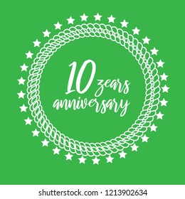 10 Years Anniversary hand lettering. 10 Years Anniversary emblem, label, badge, logo, icon .Handmade calligraphy vector illustration