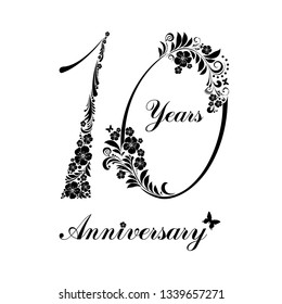 10 Years Anniversary Happy Birthday Card Stock Vector (Royalty Free ...