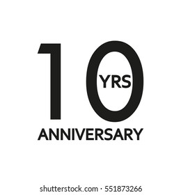 10 years anniversary icon. Anniversary decoration template. Celebrating and birthday emblem. Vector illustration.