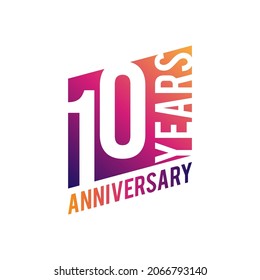 10 Years Anniversary Illustration On White Background Vector Logo Template.