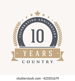 10 years Anniversary Label, Sticker or Badge on Background. Vector - illustration