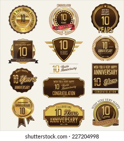 10 years Anniversary labels and badges