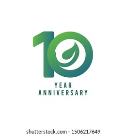 10 Years Anniversary Leaf Vector Template Design Illustration