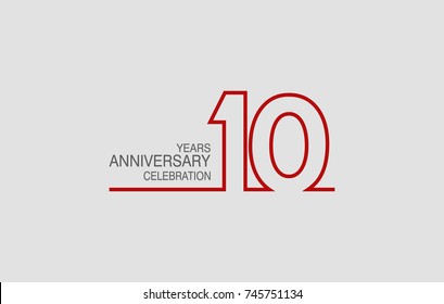 10 years anniversary linked logotype with red color isolated on white background for company celebration event