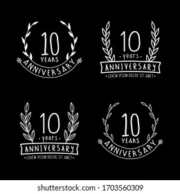10 years anniversary logo collection. 10th years anniversary celebration hand drawn logotype. Vector and illustration.
