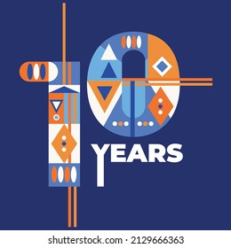 10 years Anniversary logo with colorful abstract geometric shapes
