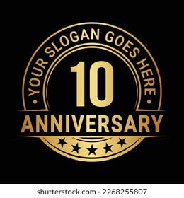 10 years anniversary logo design template. 10th anniversary celebrating logotype. Vector and illustration.
