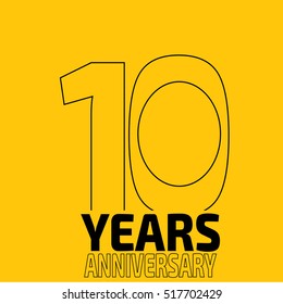10 years anniversary logo on yellow background. Template logo concept.