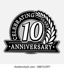  10 years anniversary logo template. Vector and illustration.