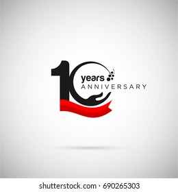 10 Years Anniversary Logo Template With Ribbon