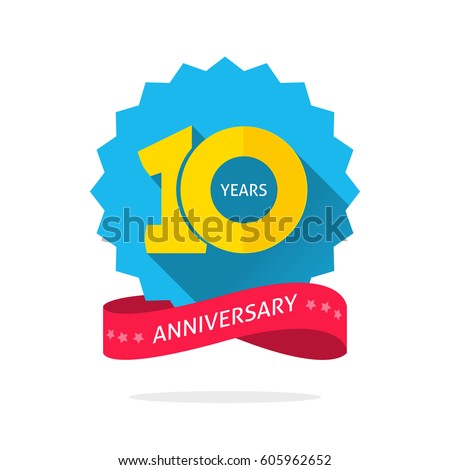10 years anniversary logo template shadow のベクター画像素材