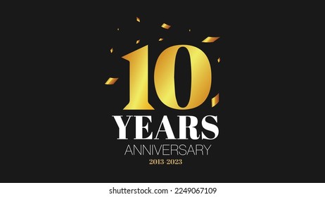 10 years anniversary logo type design,  black and gold, Elegant Classic Logo for Congratulation celebration event.