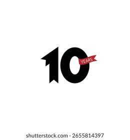 Logo zum 10-jährigen Jubiläum, Vektorvorlage zum Geburtstag, Einladung, Hochzeit und Grußkartengrafik.