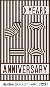 10 years anniversary logo. Vector and illustration. Line art anniversary design template.