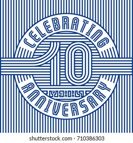 10 years anniversary logo. Vector and illustration. Line art anniversary design template.